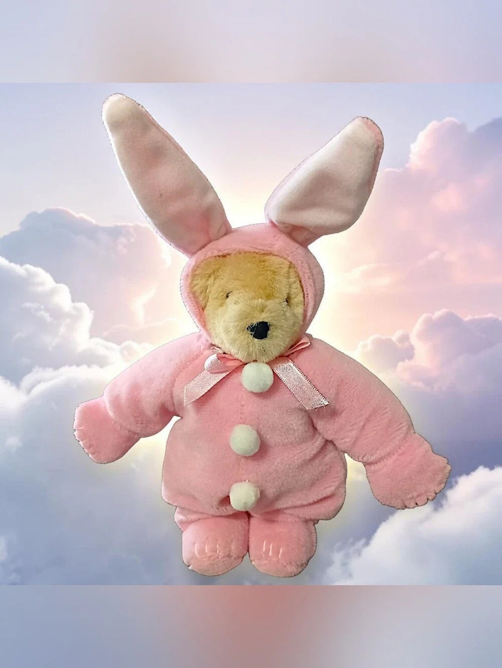 Vintage Muffy VanderBear With Easter Bunny Suit Pink Rabbit Costume Outfit NABCO